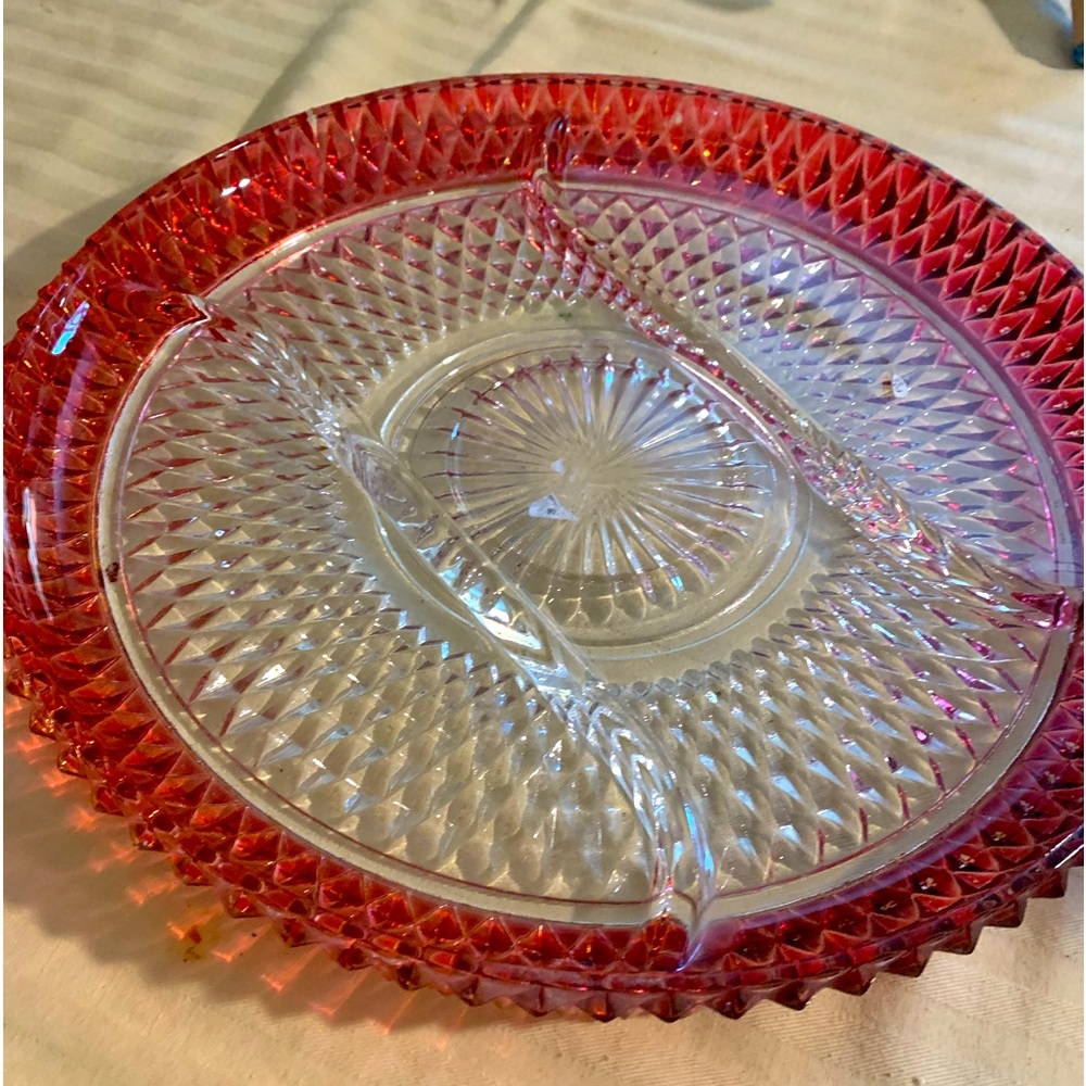 Vintage! Beautiful ruby red vintage Indiana relish tray.